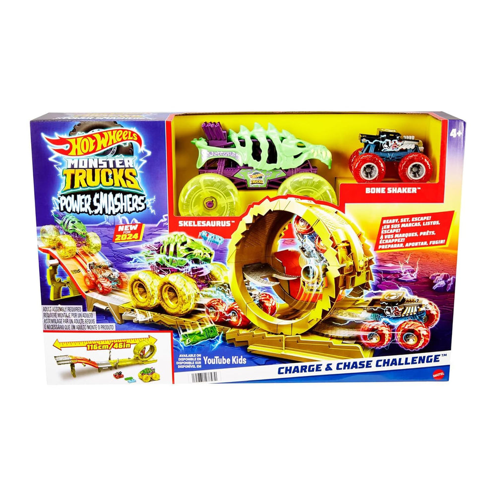 Hot Wheels track set is suitable for ages 4 plus, inspiring imaginative racing.