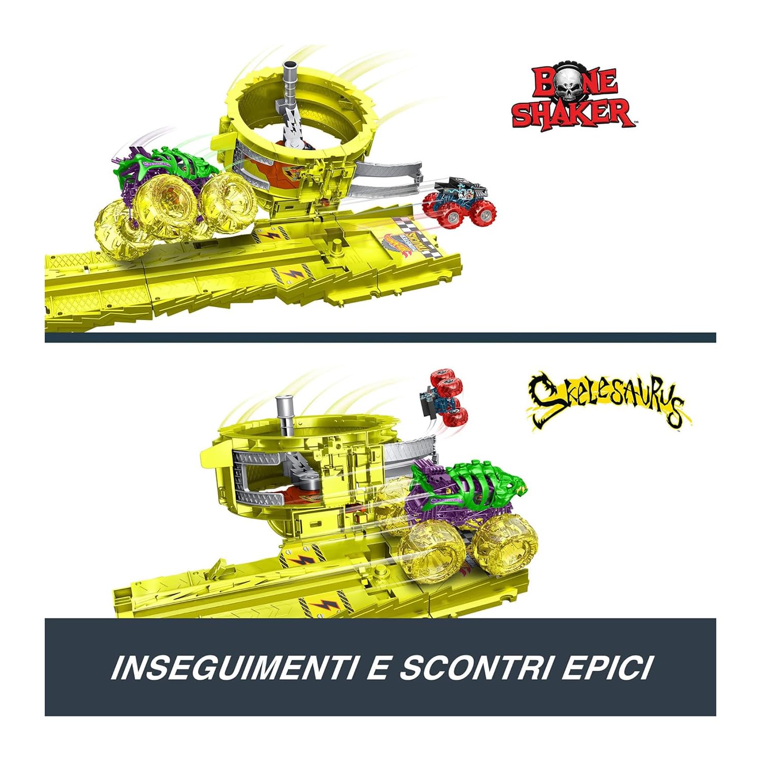 Hot Wheels includes two crushed cars to heighten demolition-style play.