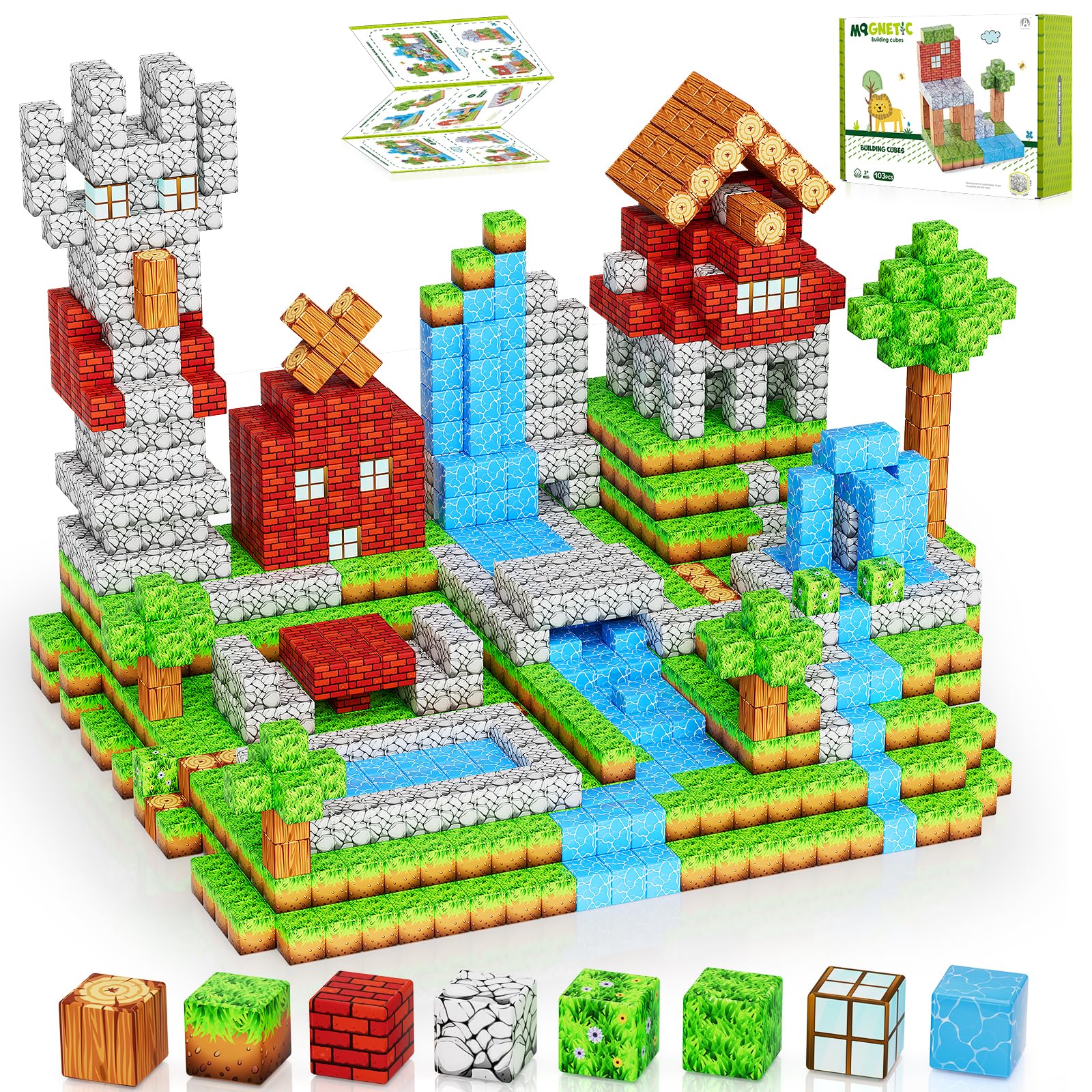 HOTERA magnetic blocks 103pcs cubes closeup for safe toddler play