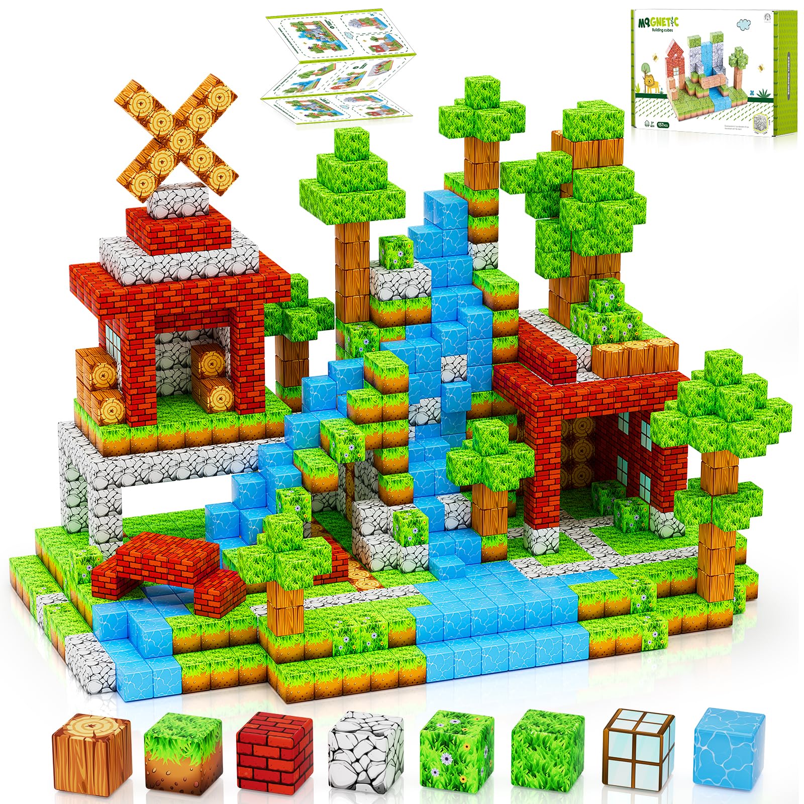 Hotera magnetic blocks forest world 157pcs in progress for imaginative play.