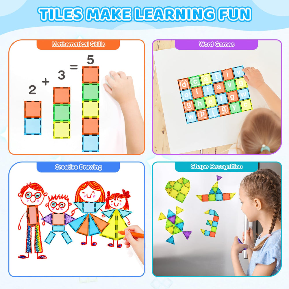 HOTERA magnetic tiles with smooth edges for safe preschool play