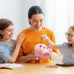 HOTFUN piggy bank gift-ready pink design appeals to kids.