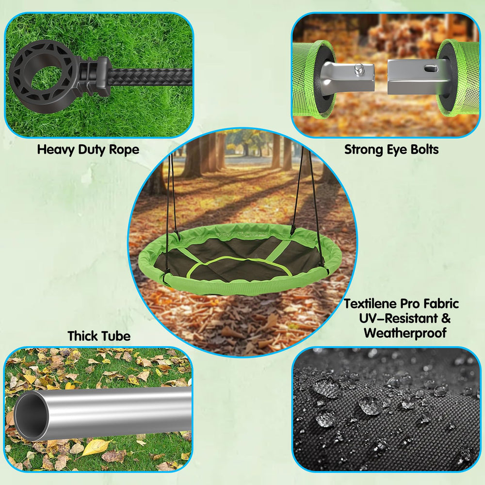 Hotjump durable fabric saucer swing ready for all-weather outdoor use