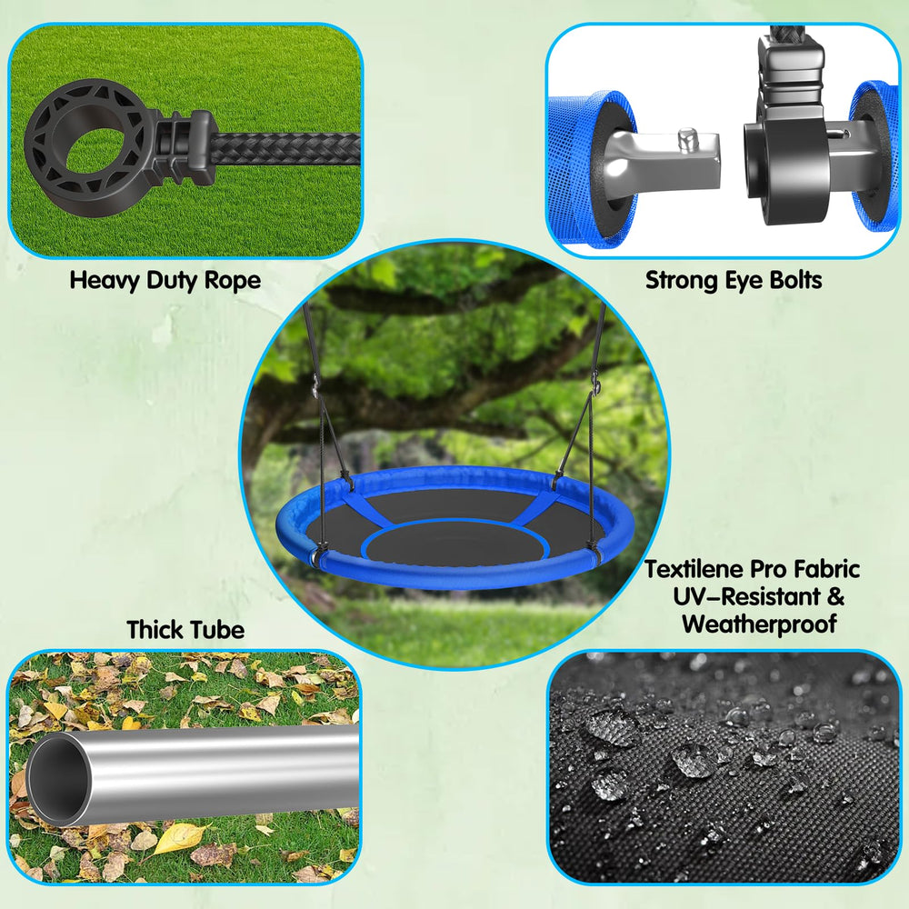 Hotjump easy setup on a tree or standard swingset for instant backyard play.