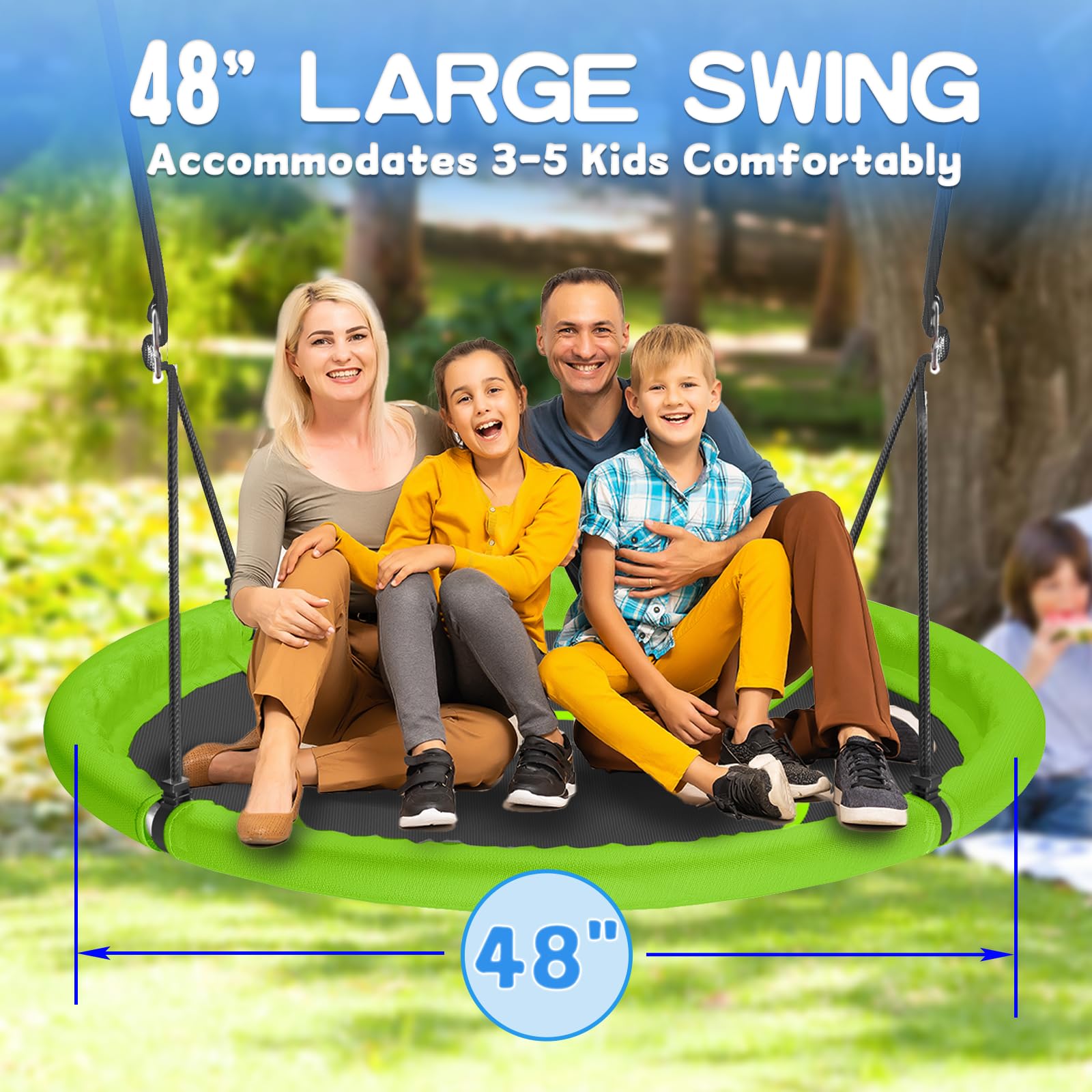 Hotjump saucer swing with thick rope and metal rings for secure setup
