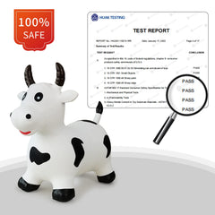HotMax bouncy cow hopper deflated for easy storage after play.