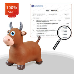 HotMax brown cow ride-on toy offers a durable, easy-to-clean ride.