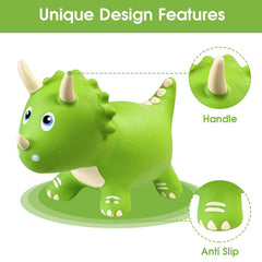 HotMax dinosaur bouncy hopper green side view ideal for balance and coordination.