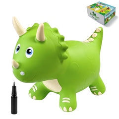 Kids enjoying HotMax dinosaur bouncy hopper for imaginative adventures.
