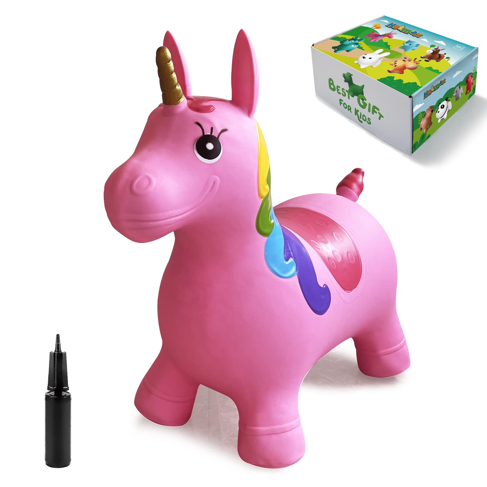 HotMax Unicorn Bouncy Horse pink compact storage when flat