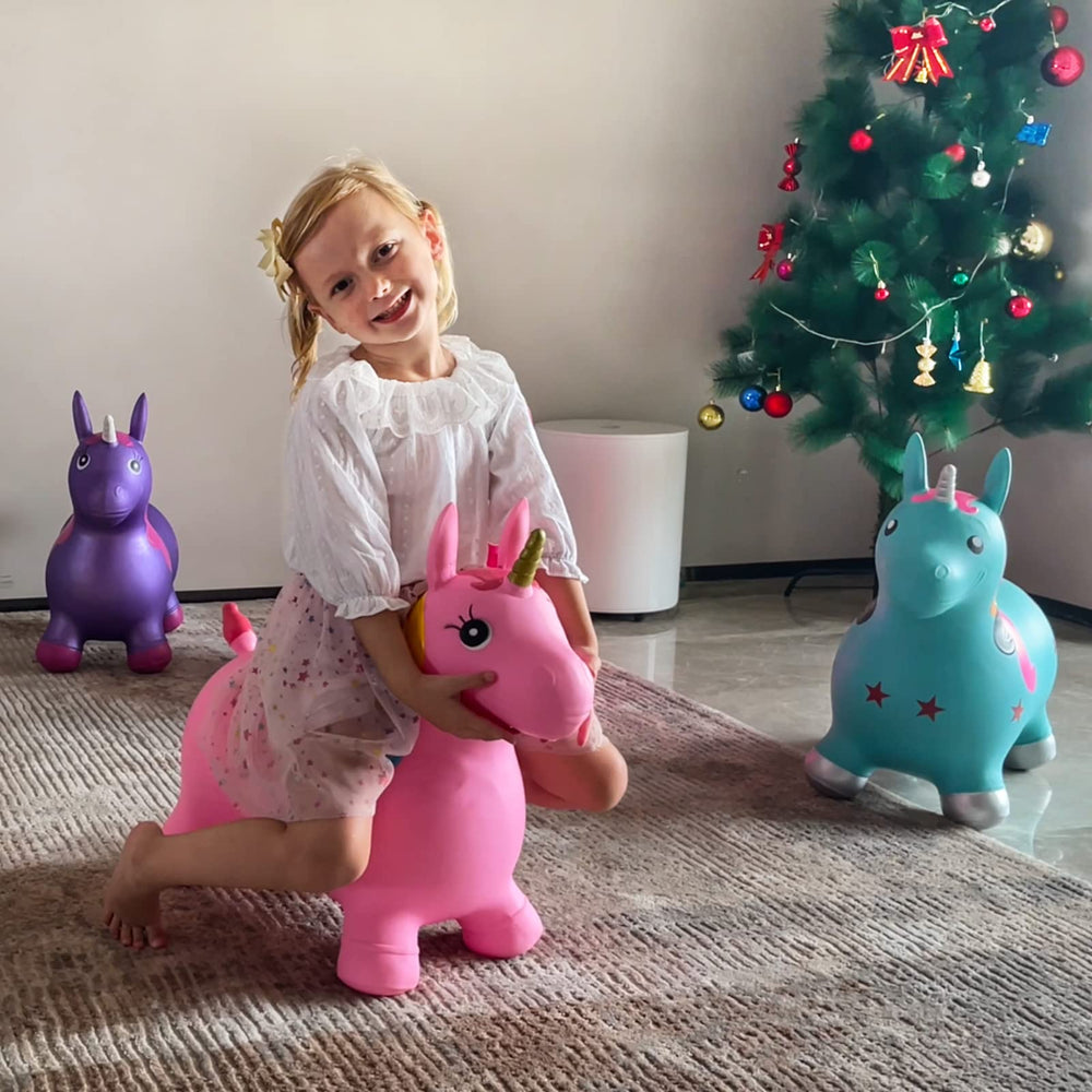 HotMax Unicorn Bouncy Horse pink indoor-outdoor use for versatile play