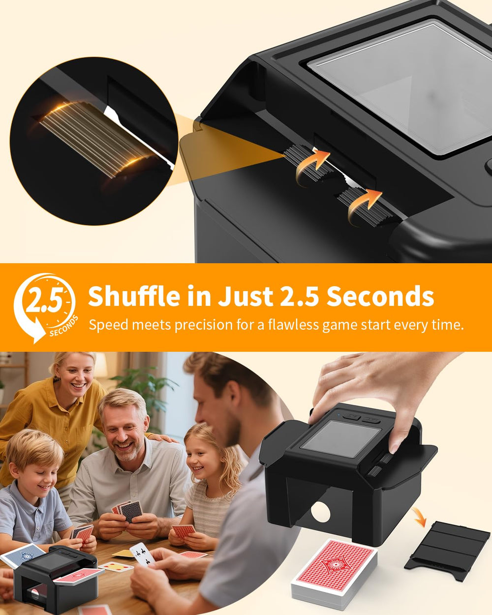 HOTOIQ Card Shuffler compact travel size on a table