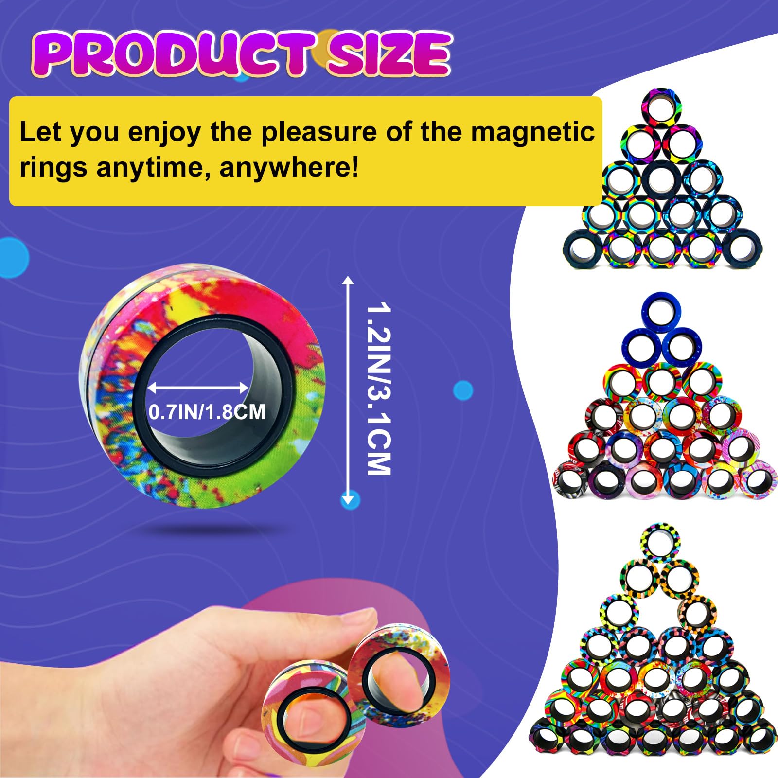 HotubFolks colorful magnetic rings collection, playful hues for social demonstrations.