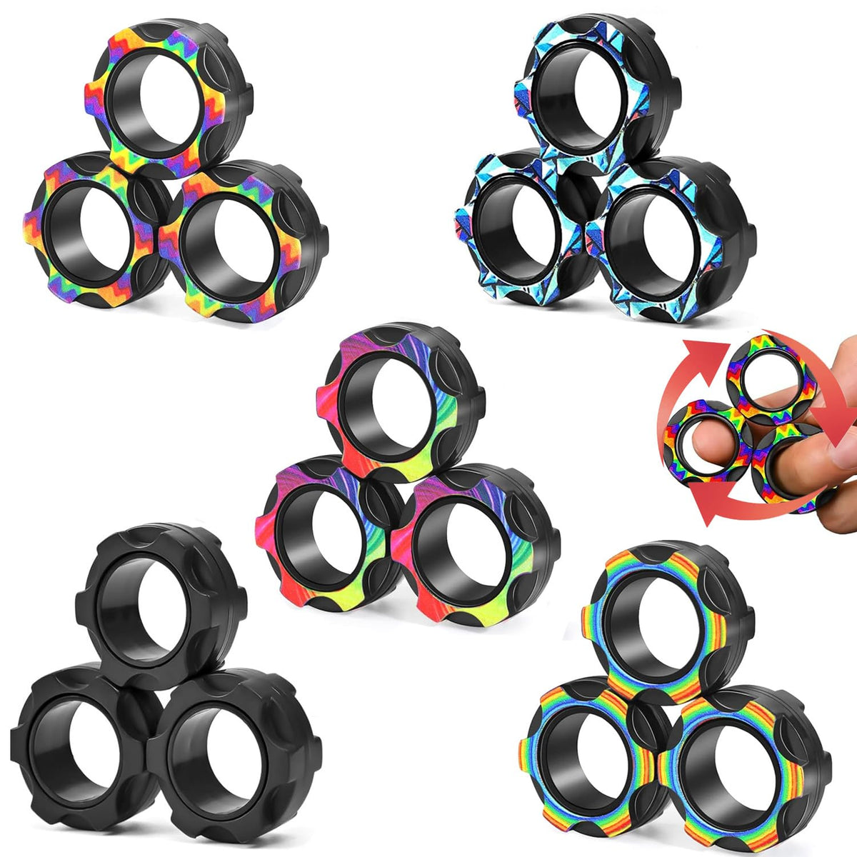 HotubFolks magnetic rings close-up showing colorful magnets for tactile focus.