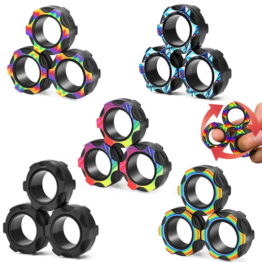 HotubFolks magnetic rings close-up showing colorful magnets for tactile focus.