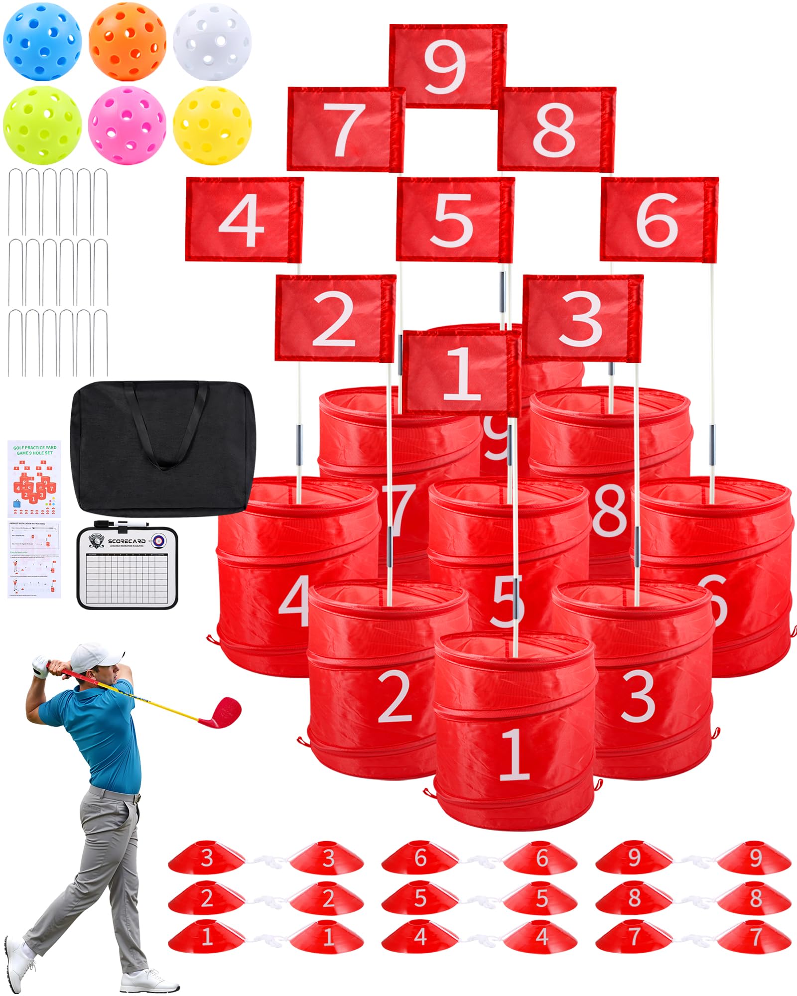 HOTWIND backyard golf game setup shows portable, all-in-one play kit.