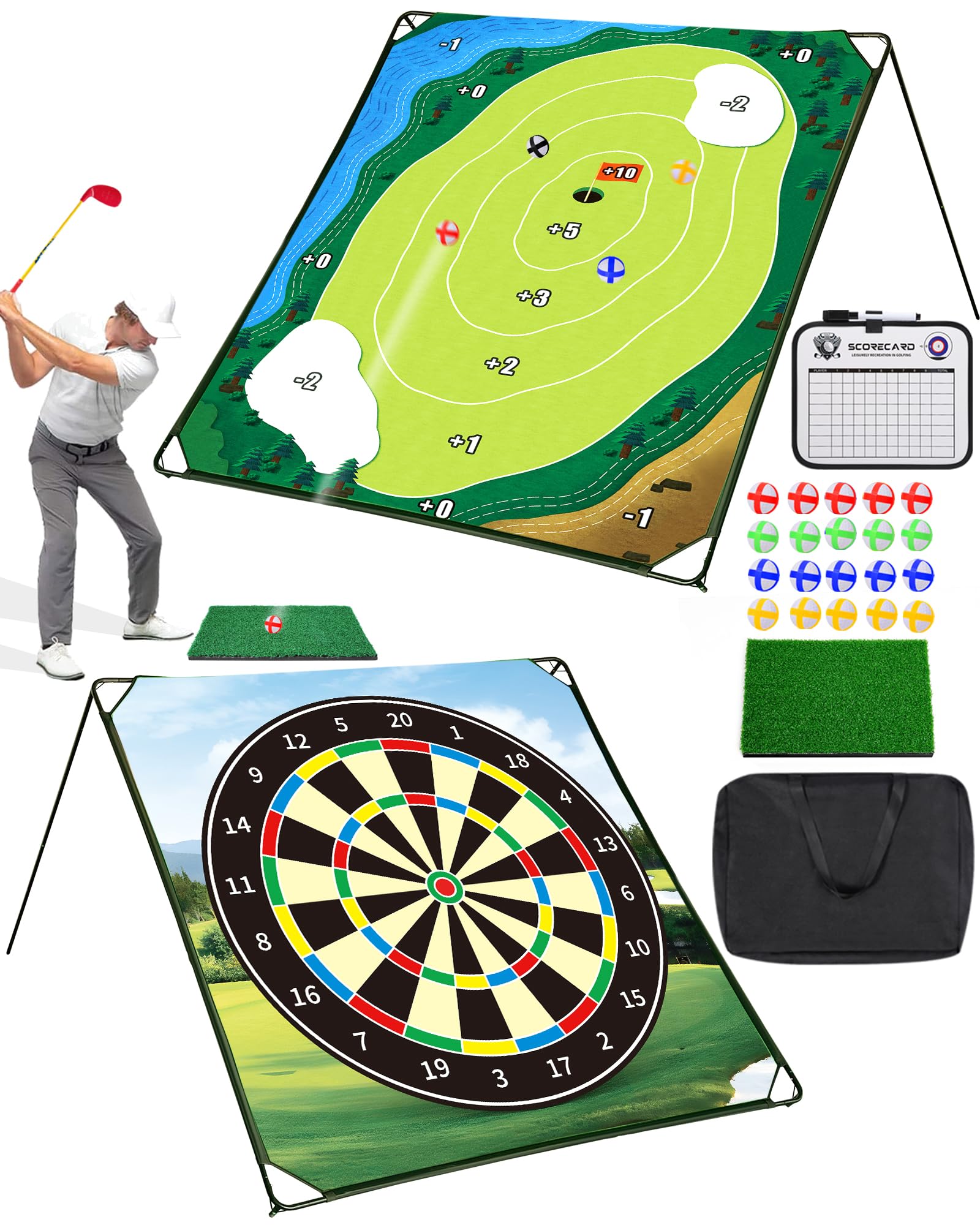 HOTWIND Golf Chipping Game double-sided mat for versatile indoor and outdoor practice.