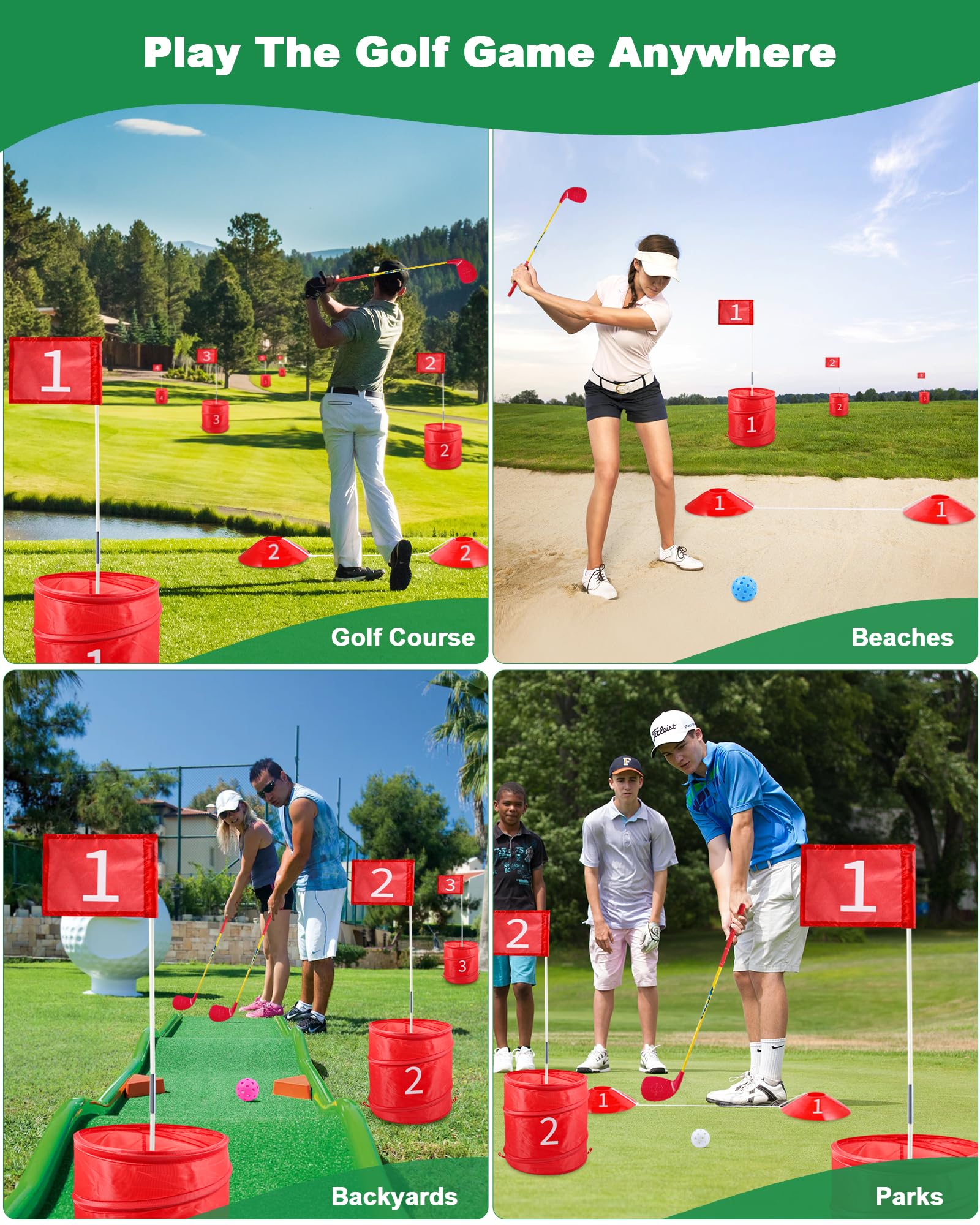 HOTWIND six-hole holes and flag sticks included for quick setup