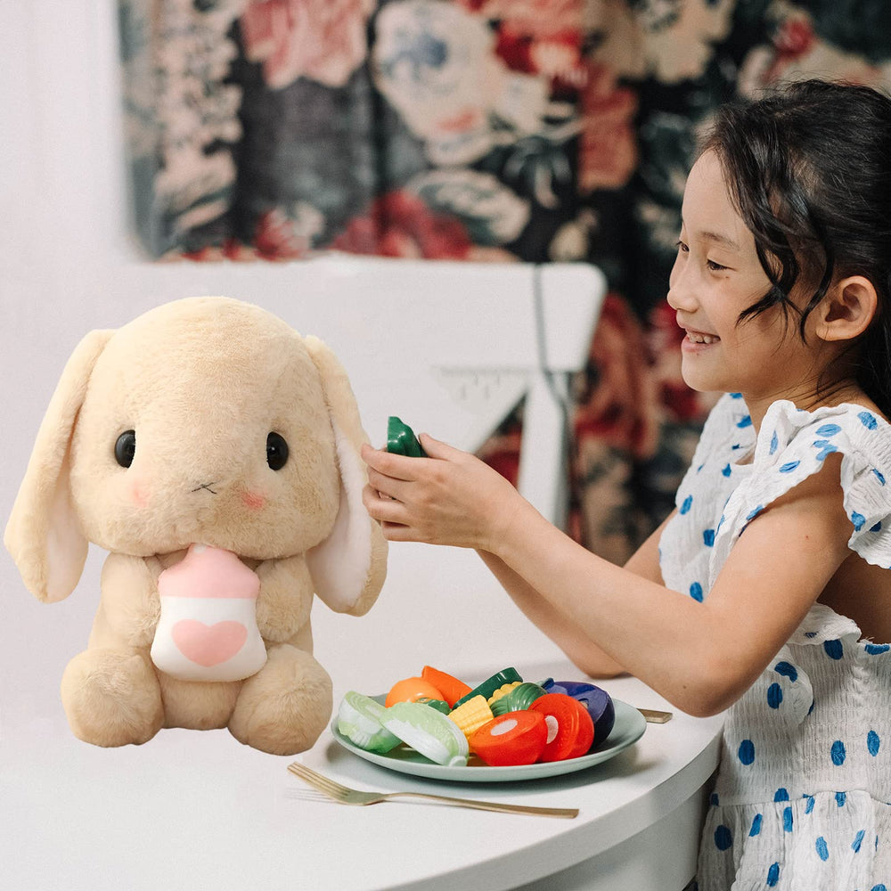 HOUPU gray star bunny plush with star pattern, great decorative companion.