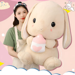 HOUPU rabbit plush standing long ears, offers comforting hug during cuddles.