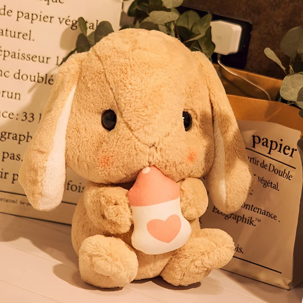 HOUPU rabbit plush white with four-leaf clover, ideal for imaginative play.