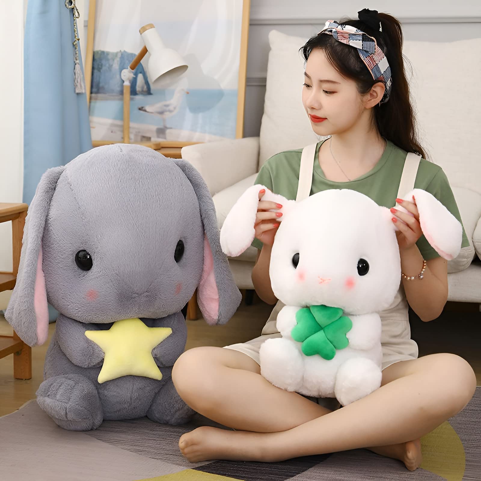 HOUPU bunny white-carrot 75cm, impressive size for gifting and display.