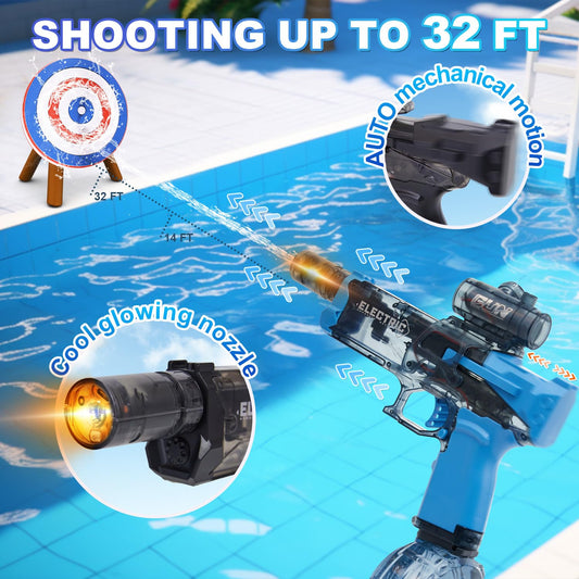 Houscly water gun with a 32-foot shooting range for outdoor battles.