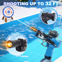Houscly water gun with a 32-foot shooting range for outdoor battles.