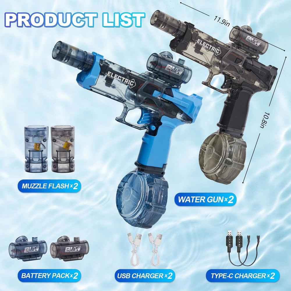 Houscly water gun features a transparent body showing the internals.