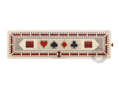 House of Cribbage engraved tracks on maple and bloodwood highlight precise scoring.