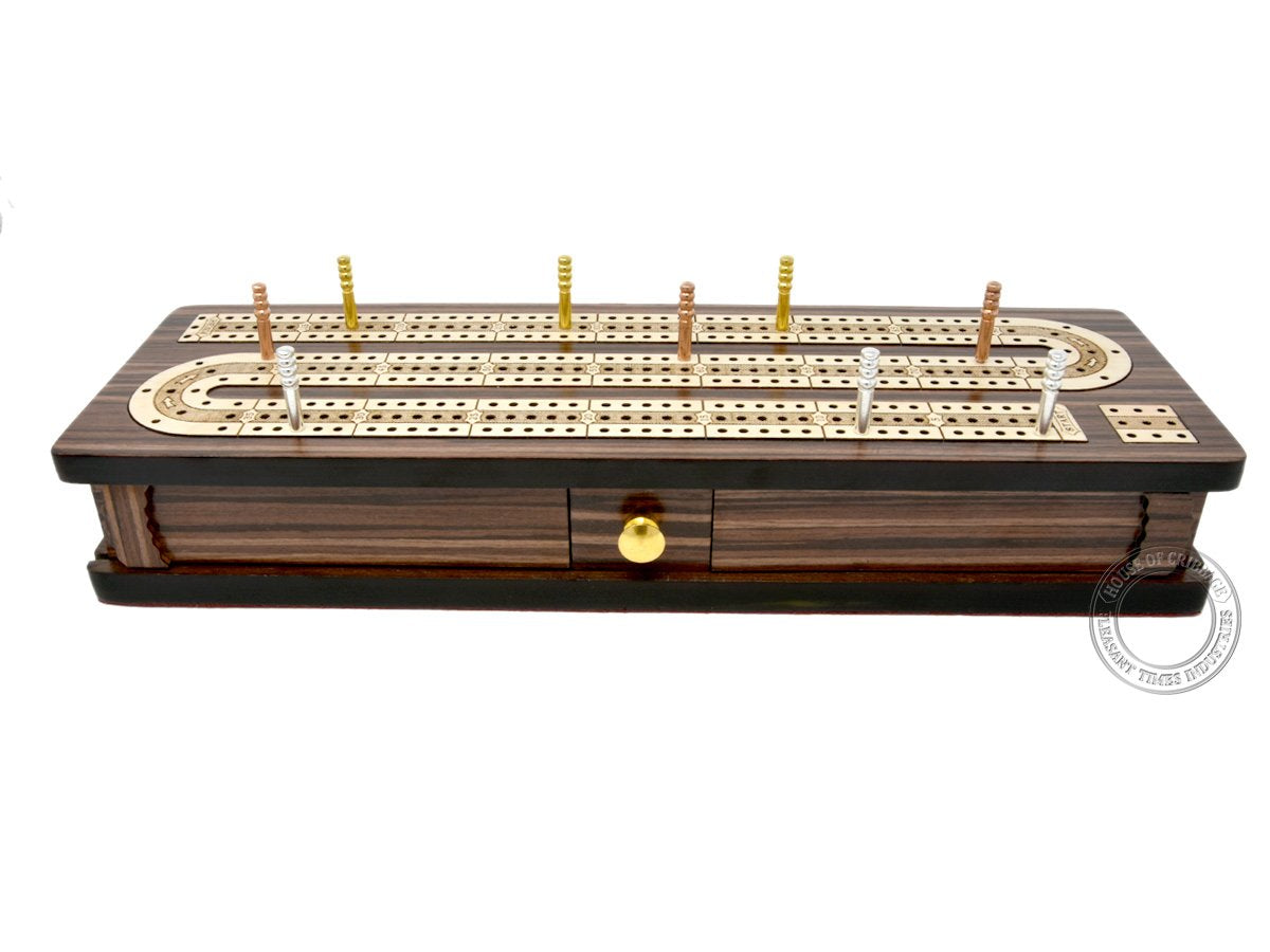 House of Cribbage peg set in gold, silver, and copper finishes