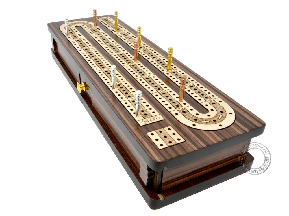House of Cribbage peg drawer with brass knob and nine pegs
