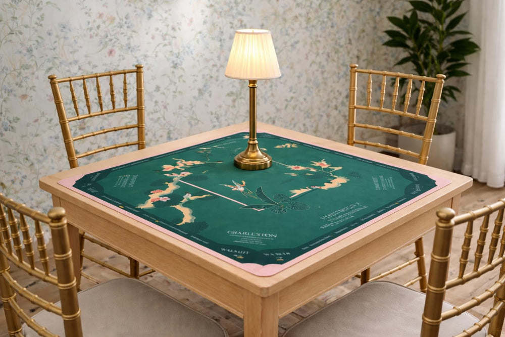 House of Nevrie Mahjong mat reduces noise during play.