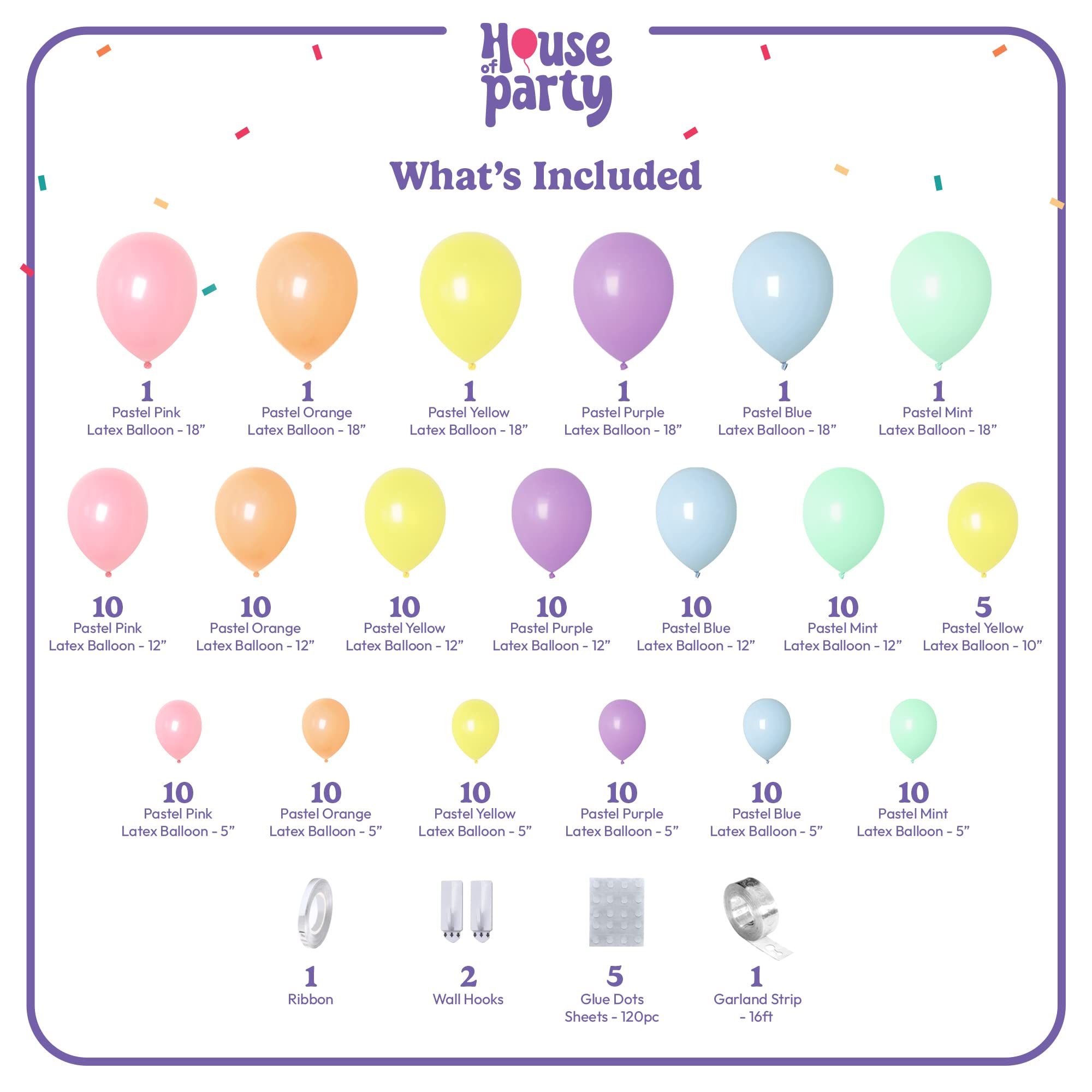 House of Party balloon arch backdrop ideas enhances photo moments with vibrant rainbow colors.