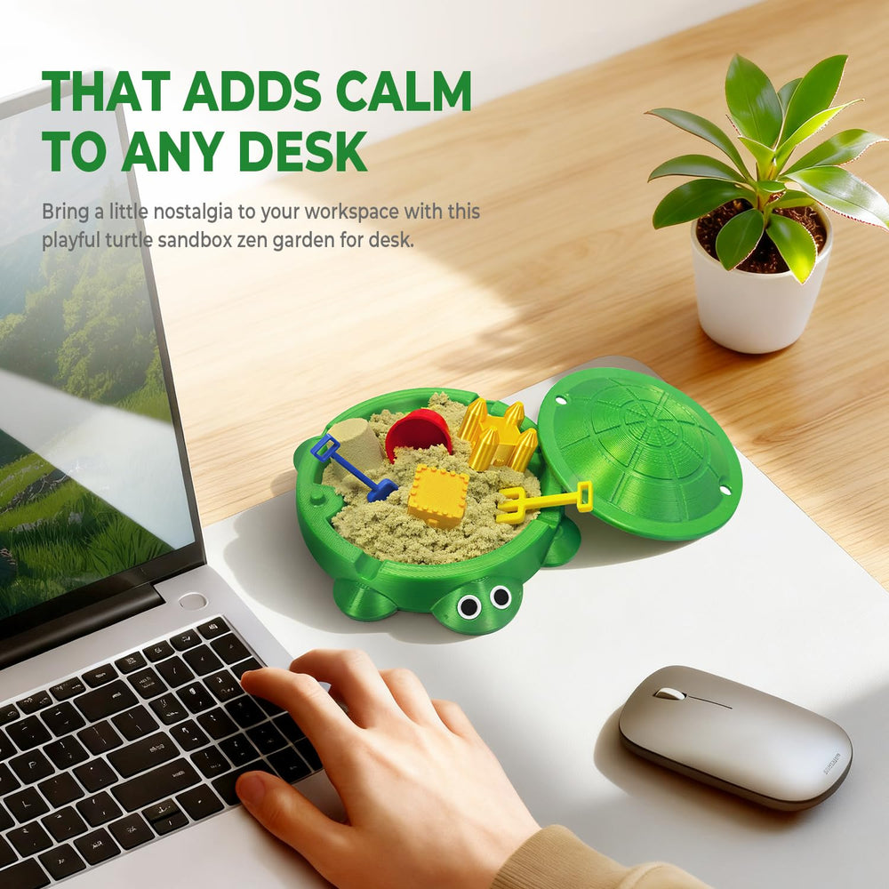 HouseBegan Turtle Sandbox Lid—keeps sand clean and organized on busy desks.
