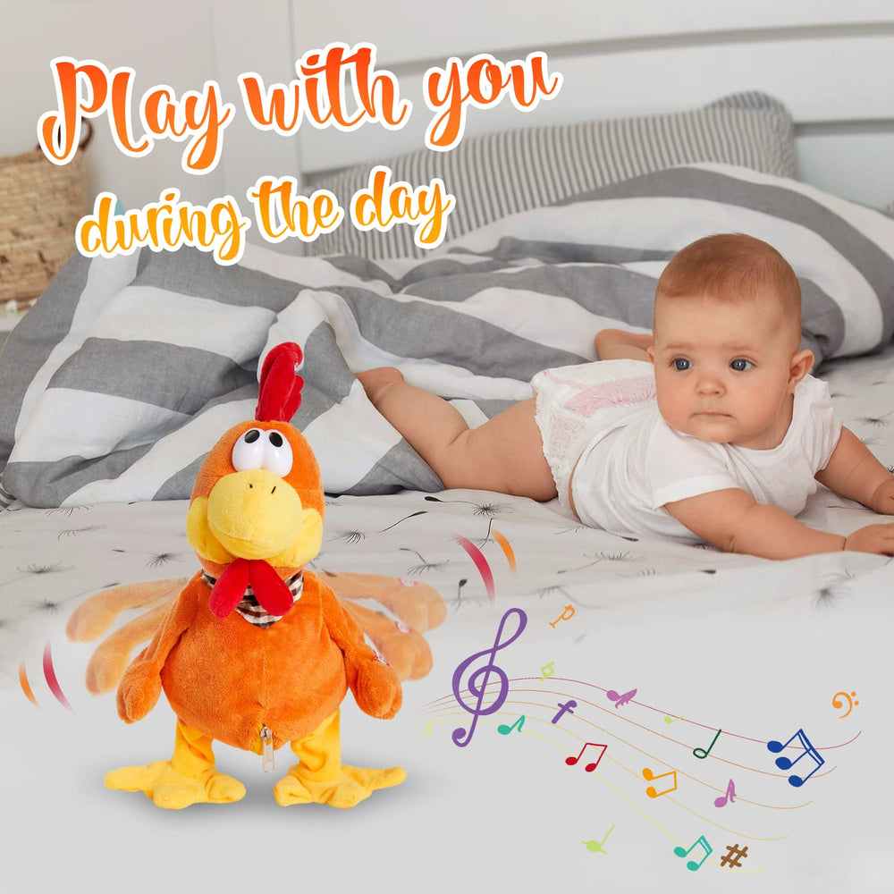 Houwsbaby chicken toy battery compartment setup for quick battery change