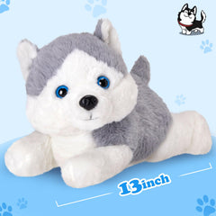 Close-up of Houwsbaby husky plush showing ultra-soft fabric