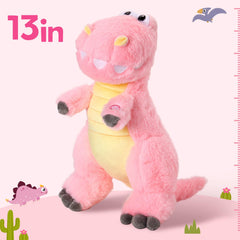 Houwsbaby pink dinosaur plush with LED glow for a cozy night light.