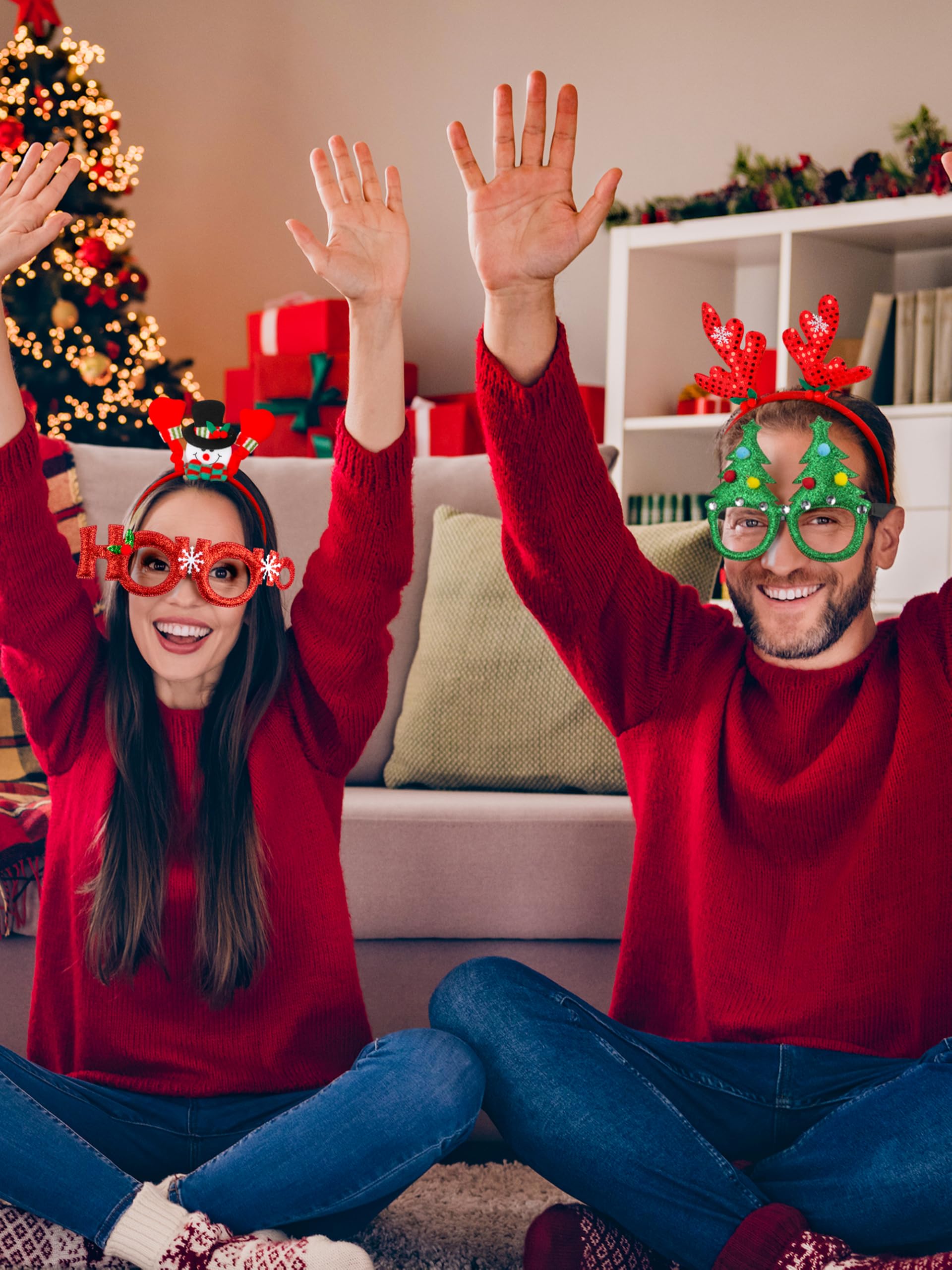 HOVACY Snowman glasses frame brings charming seasonal charm to photos.