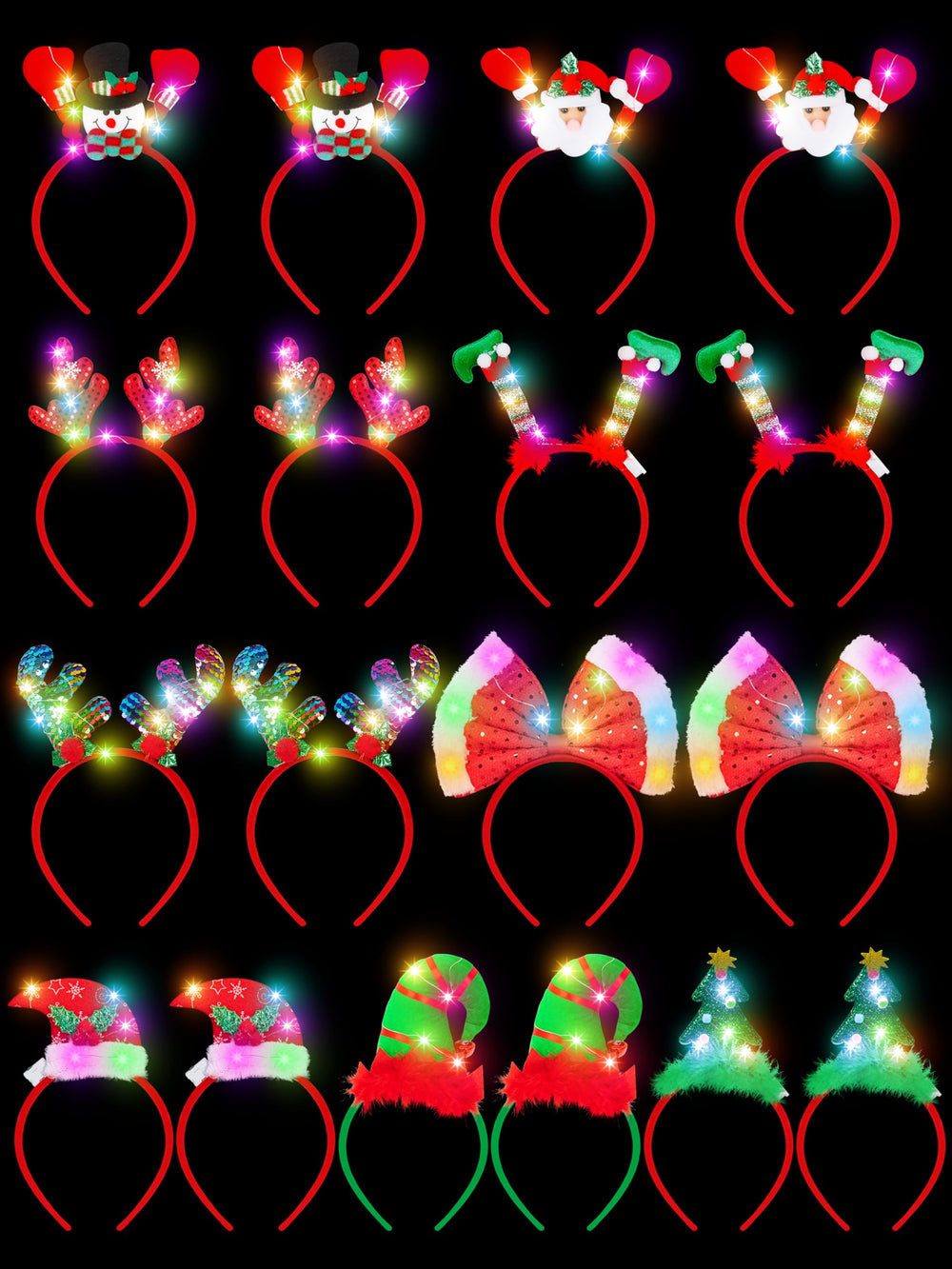 HOVACY Christmas tree headband with LEDs for festive parties and photos