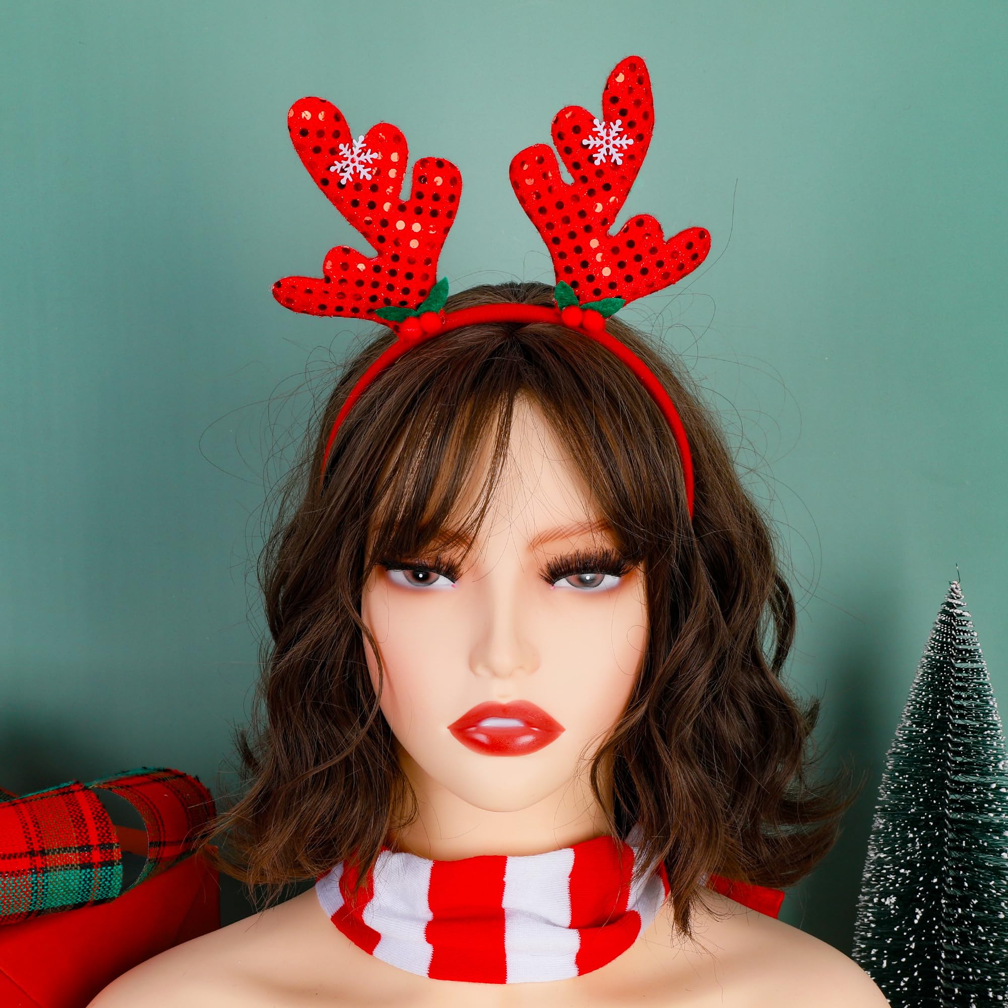 HOVACY deer antler headbands with glitter for playful holiday style.