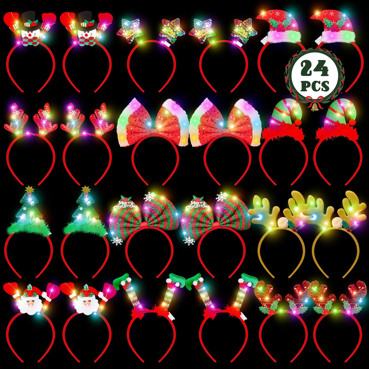HOVACY light-up Christmas headband with colorful lights for festive celebrations.