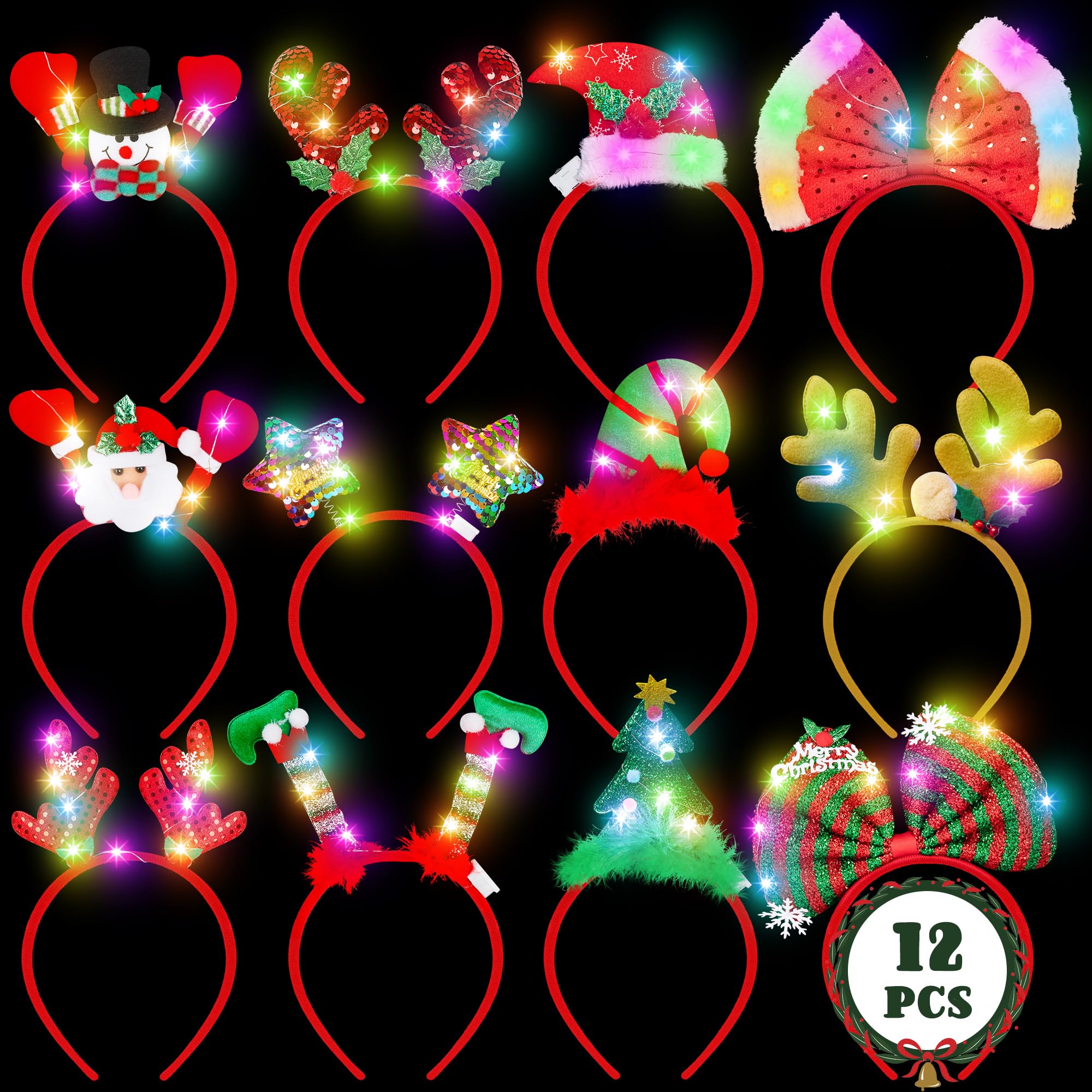 HOVACY LED snowman headband lights up festive moments.