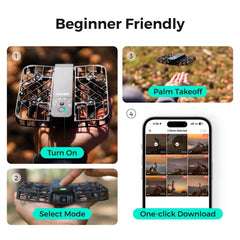 HOVERAir X1 palm-takeoff enables easy one-click launches.