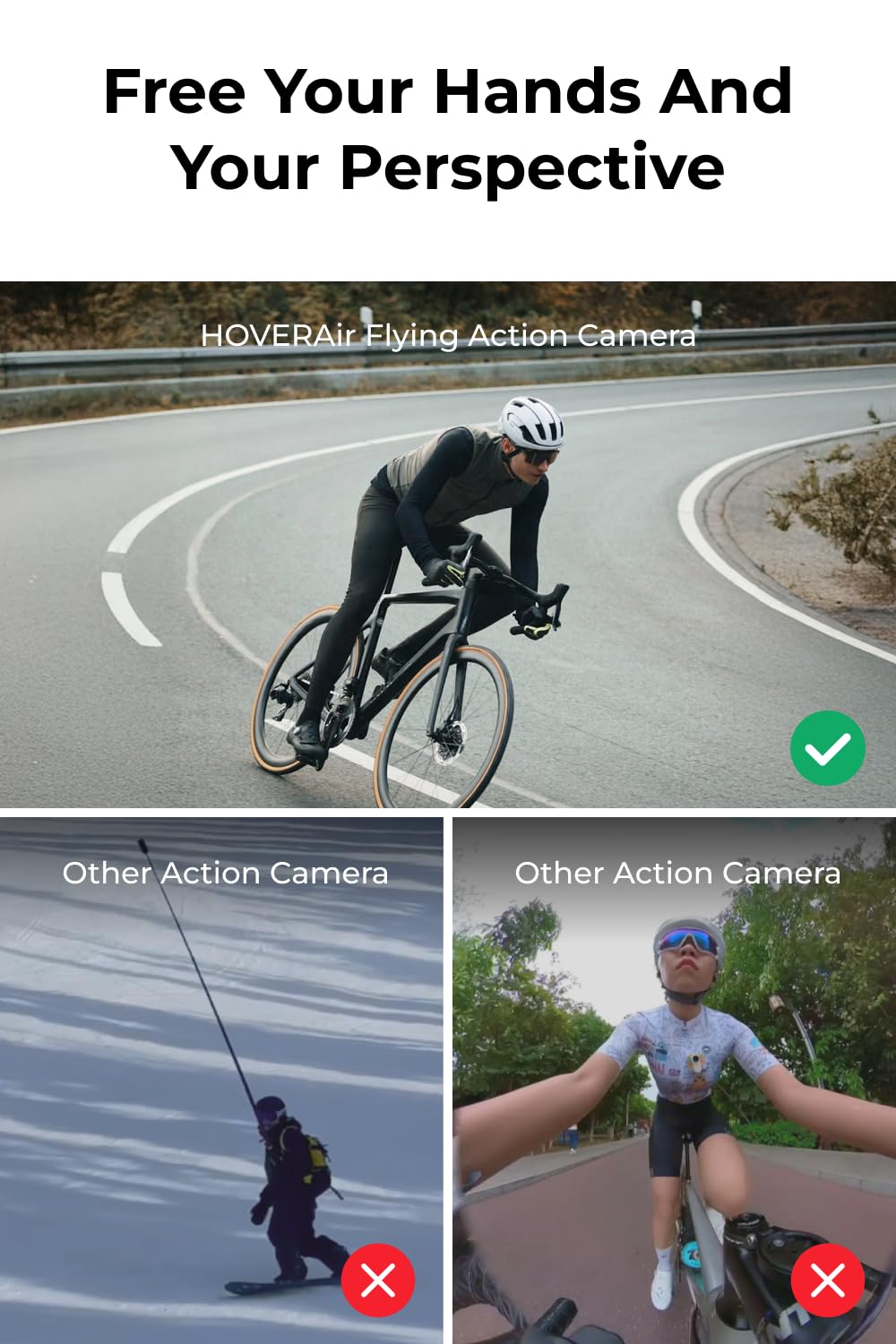 HoverAir X1 Promax follows up to 42 km/h for sports footage.