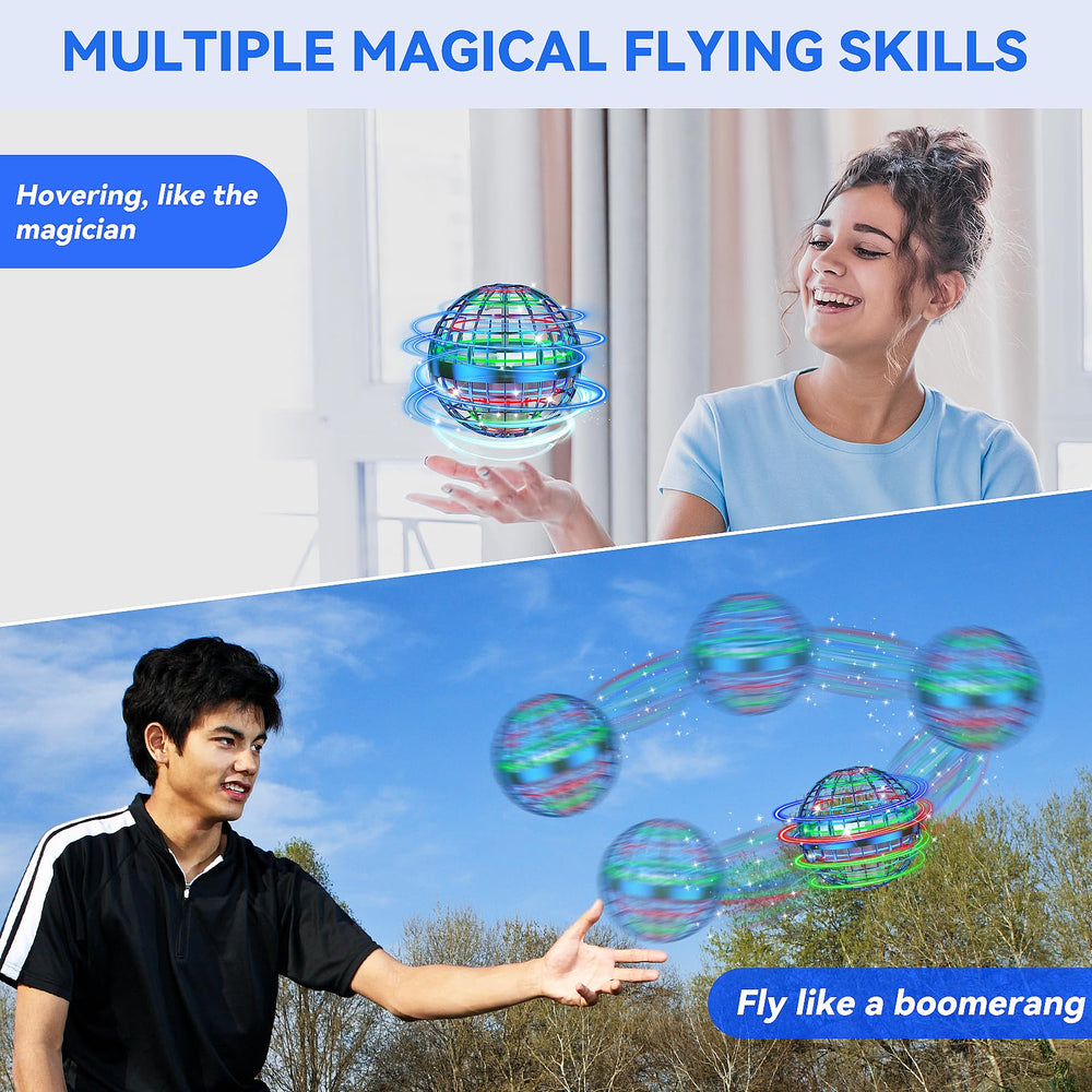 HoviSco AI Flying Orb with red, blue, and green LEDs for daytime visibility