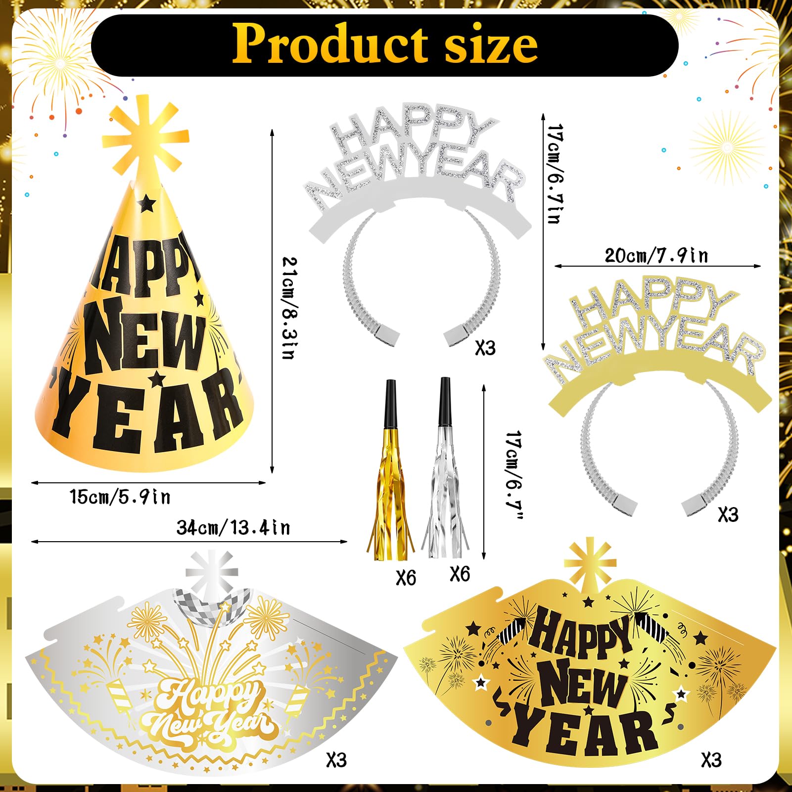 HOWAF Glitter cone hat for New Year creates glamorous guest vibes and easy wear.