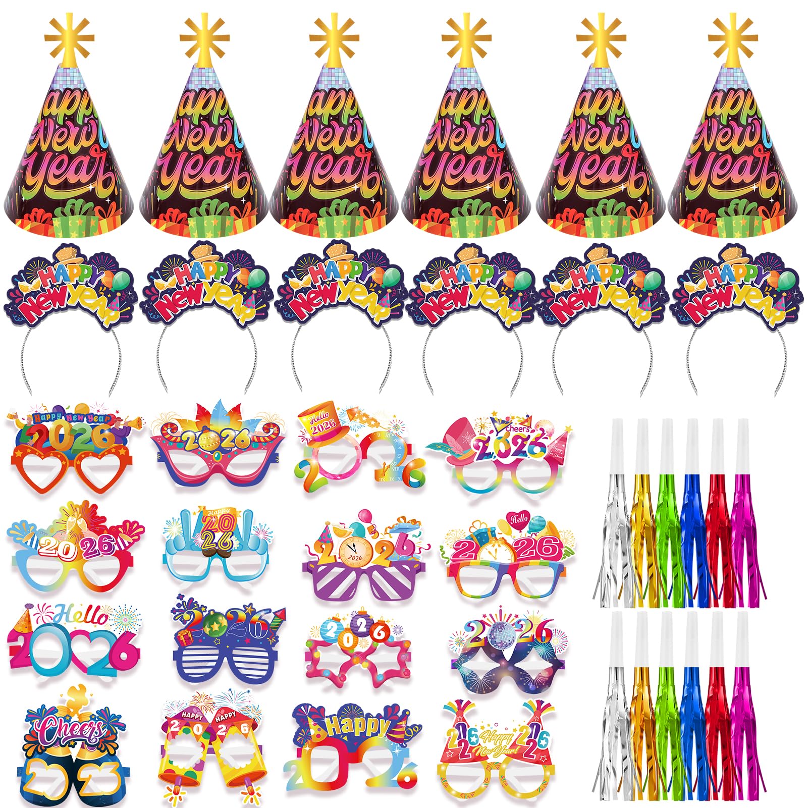 HOWAF neon cone hats in multicolor, ideal for festive photos