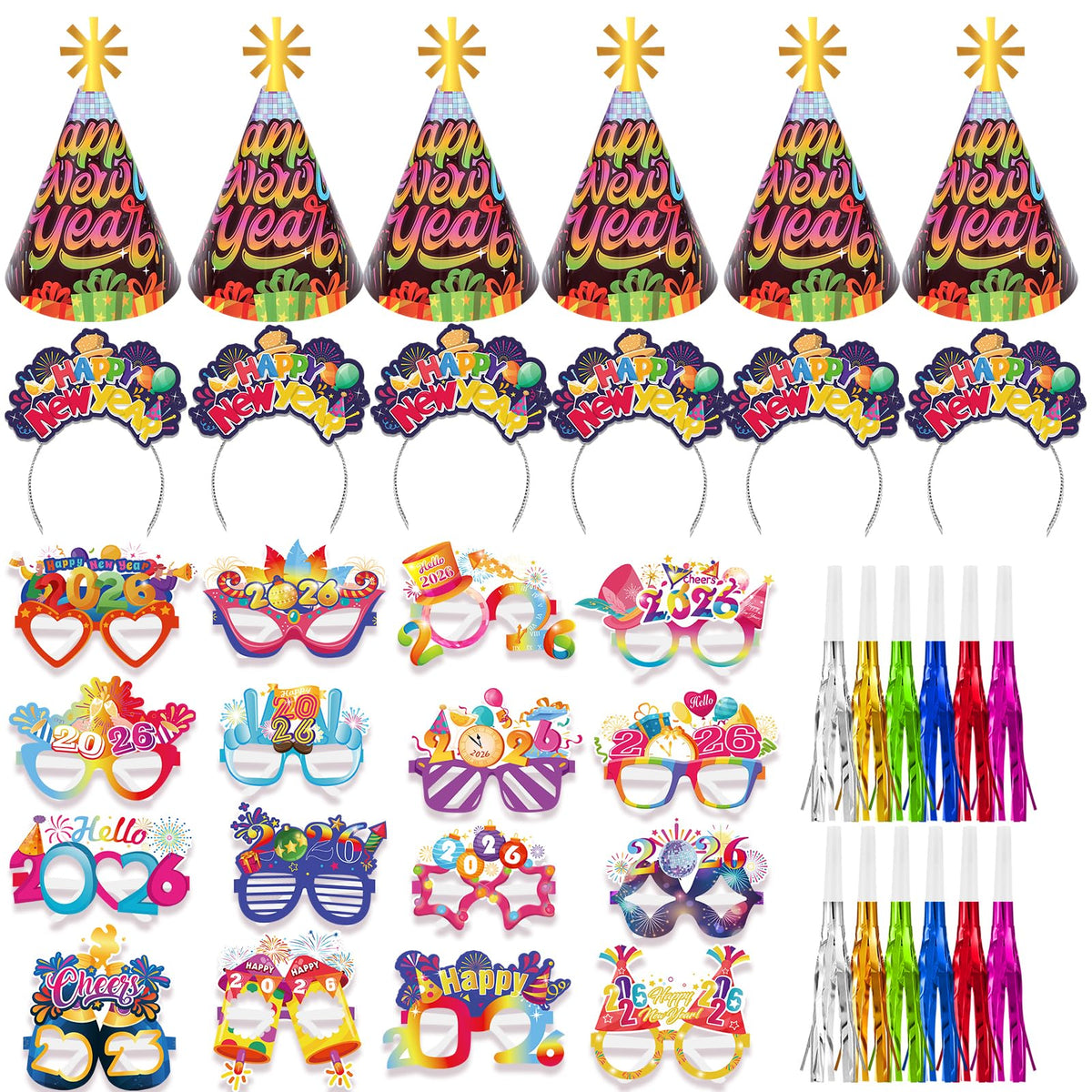 HOWAF neon cone hats in multicolor, ideal for festive photos