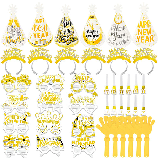 HOWAF white-gold NYE hats for stylish party photos and moments